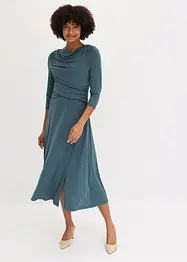 Robe midi drapée manches 3/4, bonprix