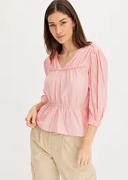 Blouse manches 3/4 en tissu froissé, bonprix