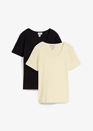 Rippshirt mit reiner Bio-Baumwolle (2er Pack), bonprix