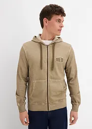 Sweat zippé à capuche au look délavé, bonprix