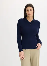 Ripp-Strickpullover mit Polokragen, bonprix