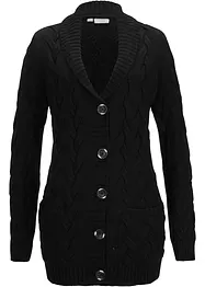 Longstrickjacke mit Schalkragen und Zopfmuster, bonprix