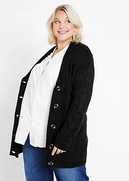 Longstrickjacke mit Schalkragen und Zopfmuster, bonprix