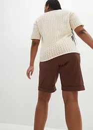 T-shirt en maille ajourée avec lin, manches coudes, bonprix