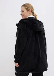 Veste longue en polaire moelleuse à capuche, bonprix