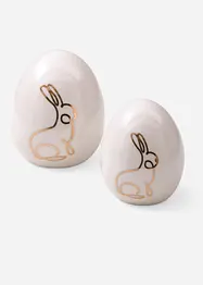 Objet déco Lot de 2 œufs de Pâques avec motif de lapin, bonprix