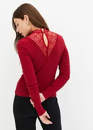 Rippshirt mit Spitzen-Ausschnitt, bonprix