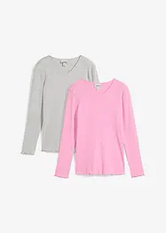 Lot de 2 T-shirts en coton côtelé, bonprix