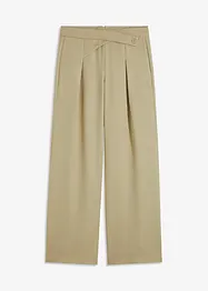 Pantalon à pinces aspect lin avec empiècement taille croisé, bonprix