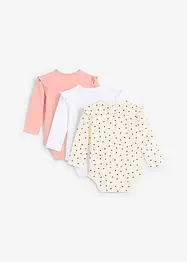 Baby Body mit Rüschen (3er Pack) aus Bio Baumwolle, bonprix