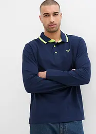 Polo en maille piquée avec détails fluo, manches longues, bonprix