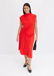 Midikleid mit Drappierung und asymmetrischen Saum, bonprix