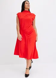 Midikleid mit Drappierung und asymmetrischen Saum, bonprix