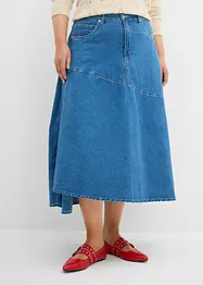 Jupe midi en jean, taille haute, bonprix