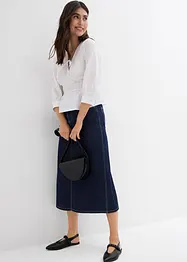 Jupe midi en jean, taille mi-haute, toile ultra-douce, bonprix