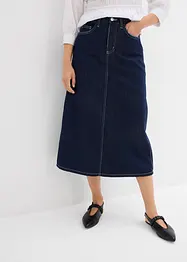 Jupe midi en jean, taille mi-haute, toile ultra-douce, bonprix