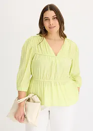 Blouse manches 3/4 en tissu froissé, bonprix