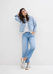 Jean droit taille mi-haute et élastiquée, raccourci, bonprix
