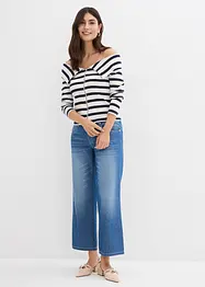 Jean droit taille mi-haute et élastiquée, raccourci, bonprix