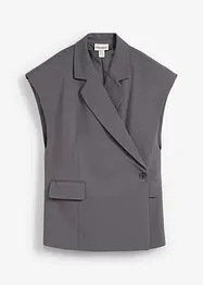 Long gilet sans manches à épaulettes, bonprix