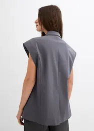 Long gilet sans manches à épaulettes, bonprix