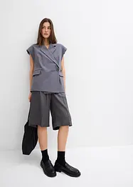 Long gilet sans manches à épaulettes, bonprix