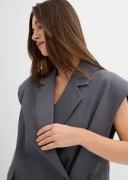 Long gilet sans manches à épaulettes, bonprix
