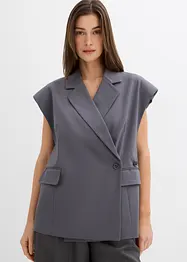 Long gilet sans manches à épaulettes, bonprix