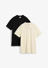 Lot de 2 polos en maille piquée, 100% coton, bonprix