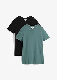 Lot de 2 T-shirts côtelés, slim, bonprix