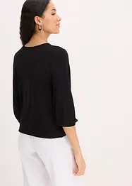 T-shirt manches 3/4 avec dentelle, style portefeuille, bonprix