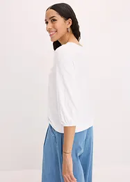 T-shirt manches 3/4 avec dentelle, style portefeuille, bonprix