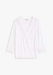 T-shirt manches 3/4 avec dentelle, style portefeuille, bonprix