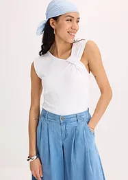 T-shirt en coton extensible avec détail twisté, bonprix
