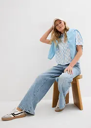 Blouse manches courtes à carreaux, bonprix