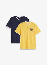 Lot de 2 T-shirts col tunisien, bonprix