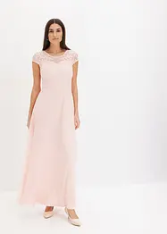 Robe en crêpe avec dentelle et détail à nouer, bonprix