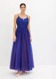 Robe longue en tulle délicat avec dentelle, bonprix