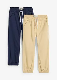 Lot de 2 pantalons taille extensible, 100% coton, bonprix