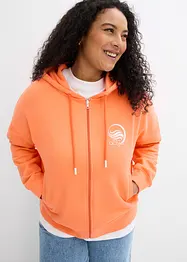 Sweat zippé à capuche, 100% coton, bonprix