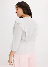 T-shirt volanté manches 3/4 avec fil lurex, bonprix