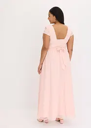 Robe en crêpe avec dentelle et détail à nouer, bonprix