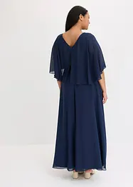 Robe midi en crêpe avec dentelle et cape, bonprix