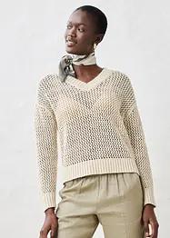 Pull ajouré en lin mélangé, bonprix