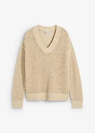 Pull ajouré en lin mélangé, bonprix