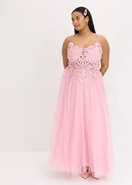 Robe longue en tulle délicat avec dentelle, bonprix