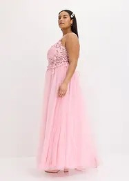Robe longue en tulle délicat avec dentelle, bonprix