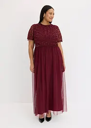 Robe longue raffinée en tulle avec sequins brodés, bonprix