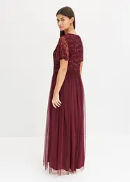Robe longue raffinée en tulle avec sequins brodés, bonprix