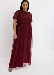 Robe longue raffinée en tulle avec sequins brodés, bonprix